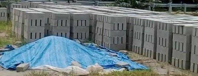 Protected foam concrete blocks ready for delivery