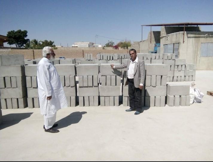 Client site visit to review foam concrete block production and quality