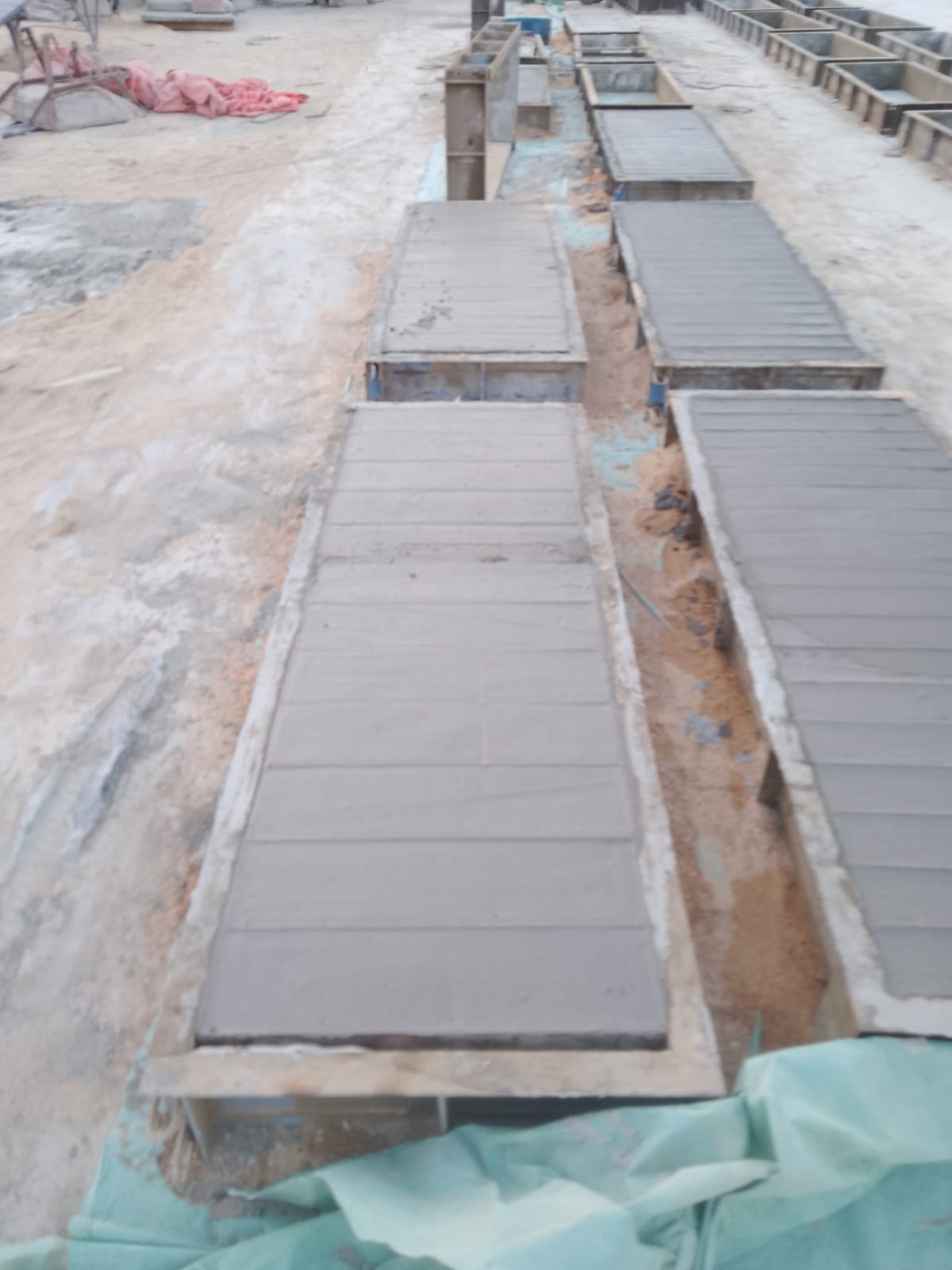 Finished foam concrete blocks ready for delivery