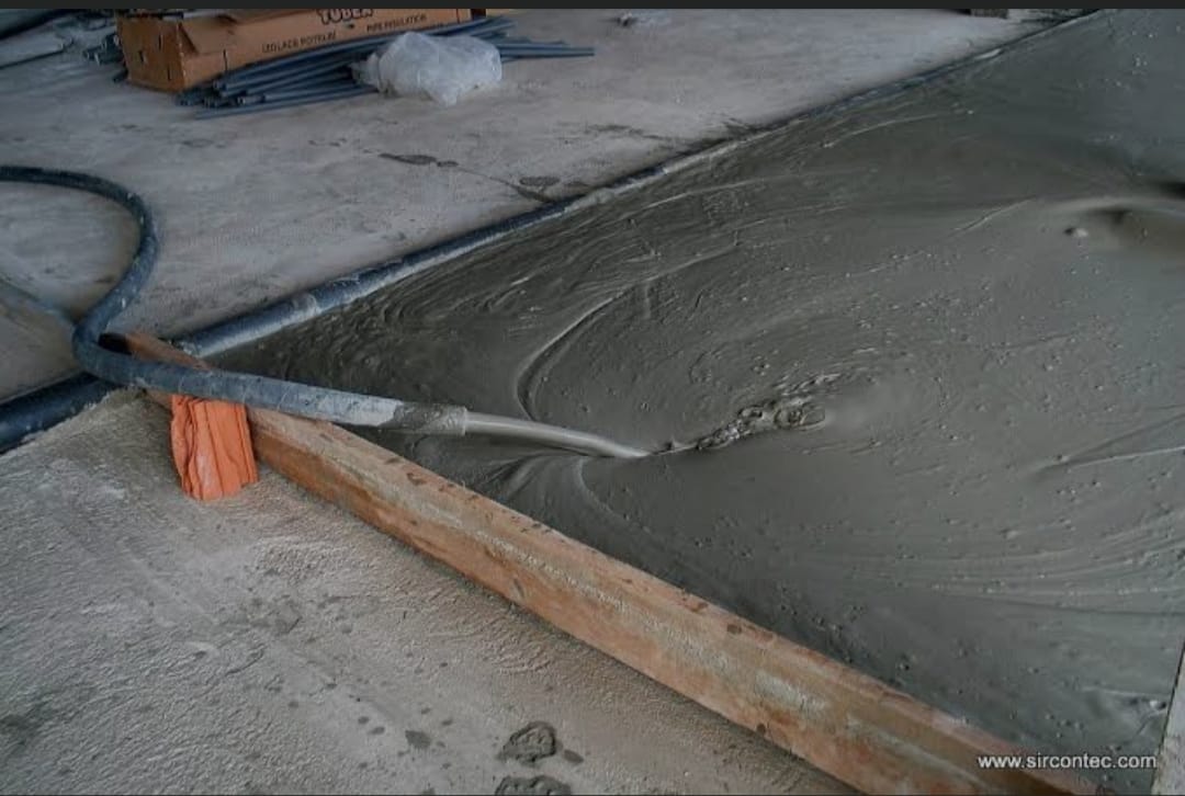 Professional foam concrete screed smoothing and finishing